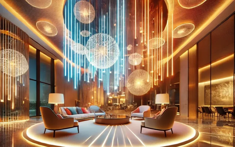 Lámpara moderna con diferentes temperaturas de color e iluminación óptima