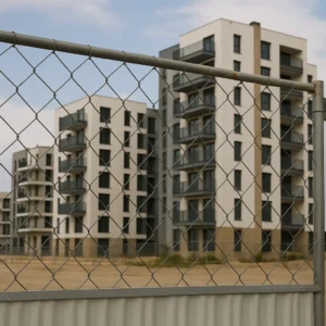 Edificio cooperativo en construcción en una ciudad mediana española