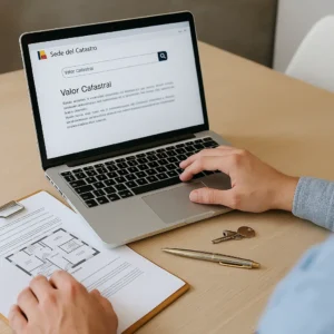Persona consultando el valor catastral en la sede del Catastro online en 2025
