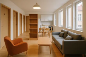 Coliving en España: diseño de viviendas modernas con privacidad y zonas comunes.