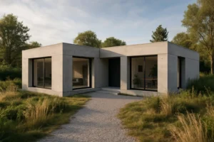 casa prefabricada de hormigón en entorno natural