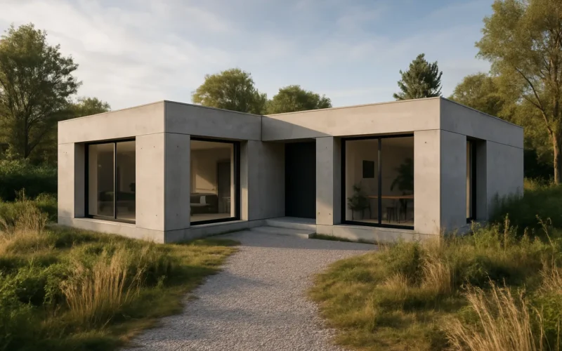casa prefabricada de hormigón en entorno natural