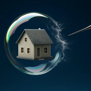 Estallido de la burbuja inmobiliaria: metáfora visual del colapso del mercado en 2008