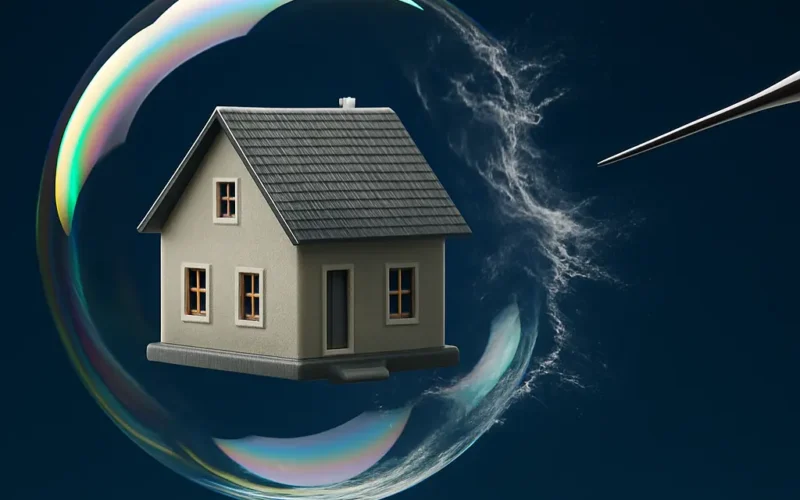 Estallido de la burbuja inmobiliaria: metáfora visual del colapso del mercado en 2008
