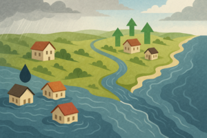 ilustración de viviendas afectadas por la DANA y oportunidades en zonas interiores