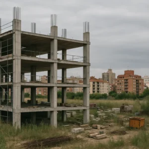 Estructura de hormigón de una obra paralizada en 2020