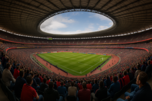 Render interior del Estadio de La Cartuja lleno de público