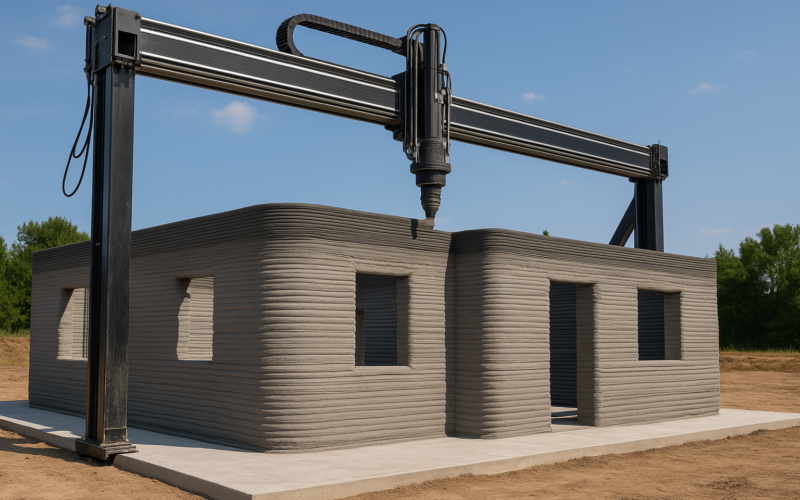 Impresora 3D construyendo una casa sin operarios