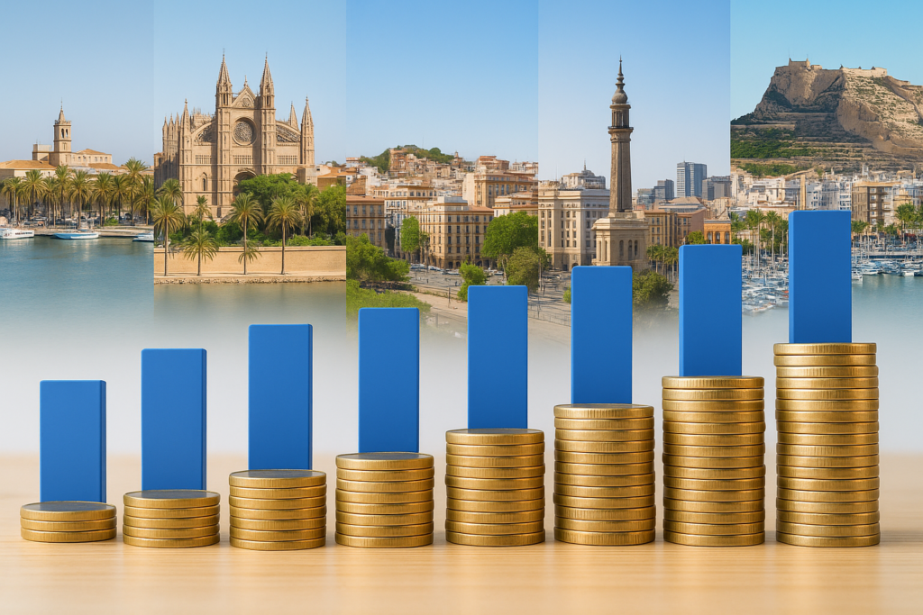 Evolución del precio de la vivienda en 2025 en ciudades españolas