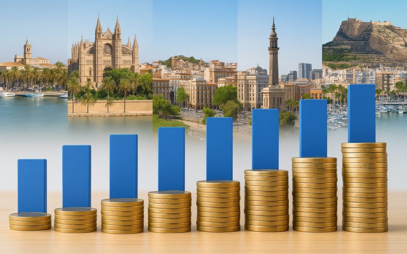 Evolución del precio de la vivienda en 2025 en ciudades españolas