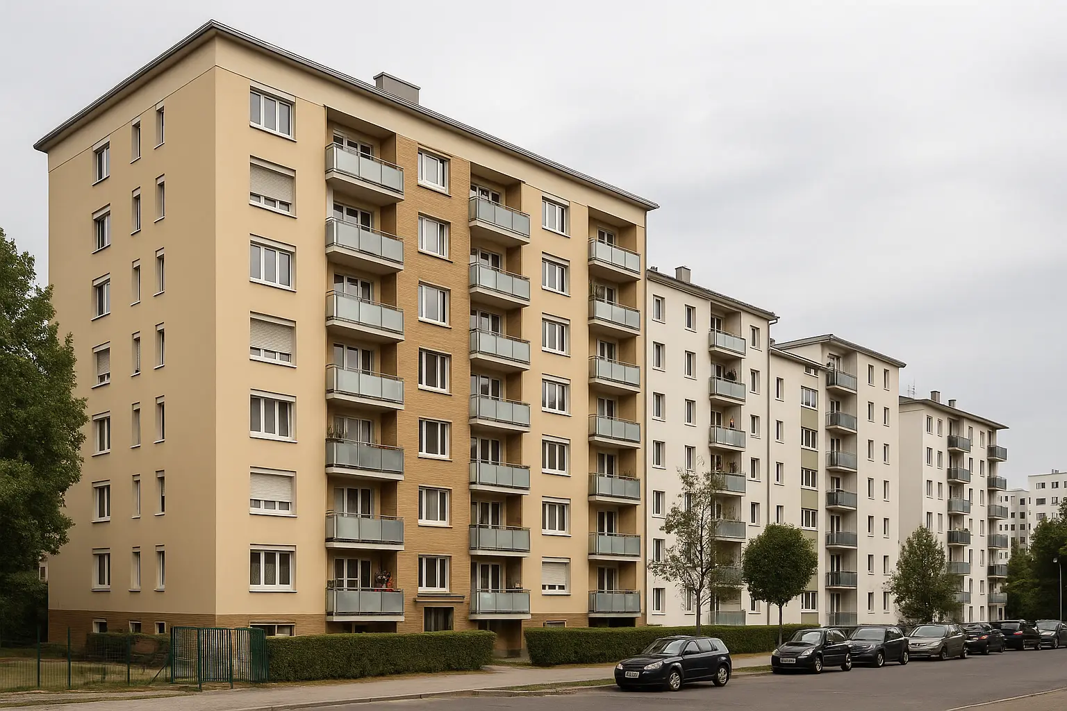 edificio moderno de vivienda protegida en entorno urbano
