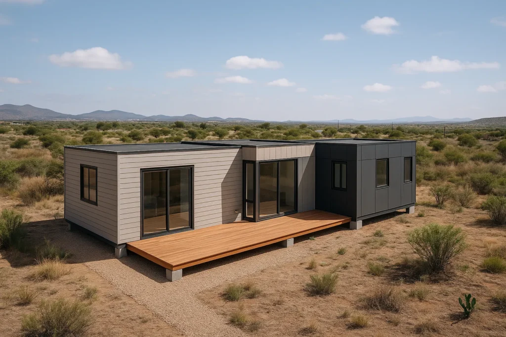 Casa modular contemporánea en el desierto mexicano, vista aérea