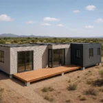 Casa modular contemporánea en el desierto mexicano, vista aérea