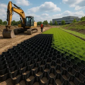geoceldas en la construcción para estabilizar suelos con vegetación