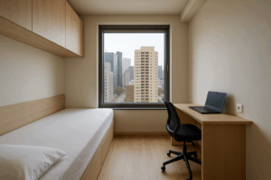 habitación tipo vivienda colmena en una gran ciudad