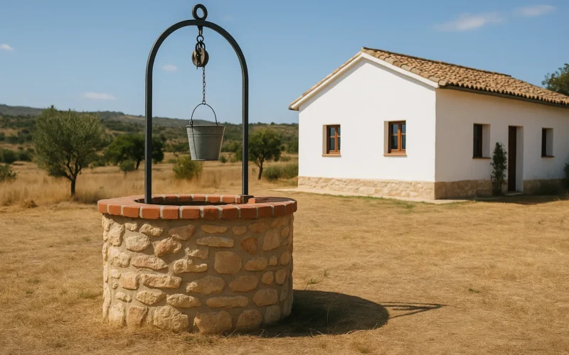 pozo de agua en vivienda rural sostenible