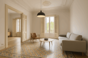 Reforma de piso antiguo conservando molduras, techos altos y suelo hidráulico