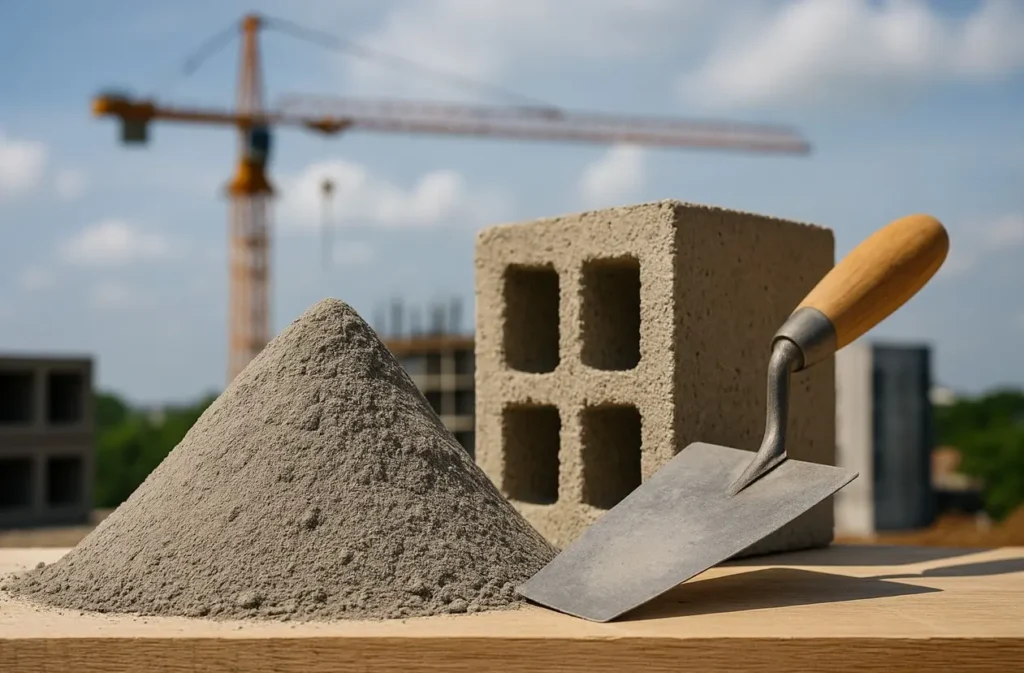 Ceniza volante reciclada utilizada en hormigón sostenible en una obra en construcción.
