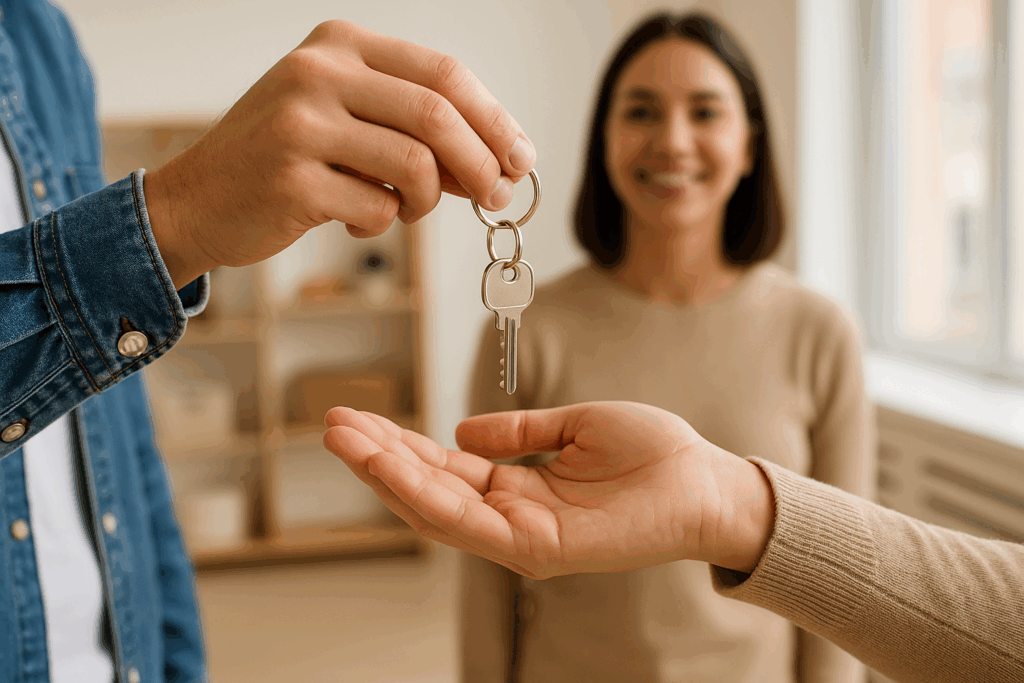 Persona recibiendo las llaves de su nueva vivienda gracias a ayudas para vivienda en 2025