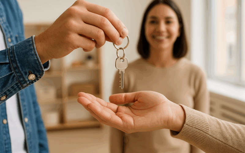 Persona recibiendo las llaves de su nueva vivienda gracias a ayudas para vivienda en 2025