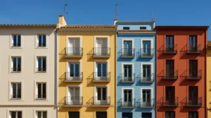 Fachadas de edificios con diferentes colores que influyen en la temperatura interior