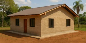Construcción con cáñamo en Paraguay, primera casa de hempcrete en Caazapá rodeada de vegetación