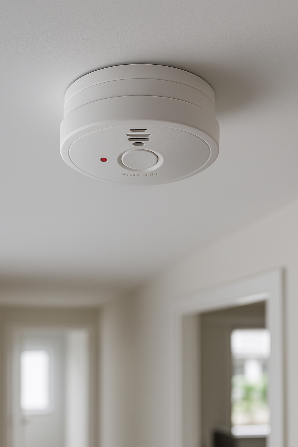 Detector de humo en el techo de una vivienda moderna