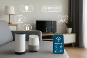 Domótica accesible con Alexa y Google Home en una vivienda moderna