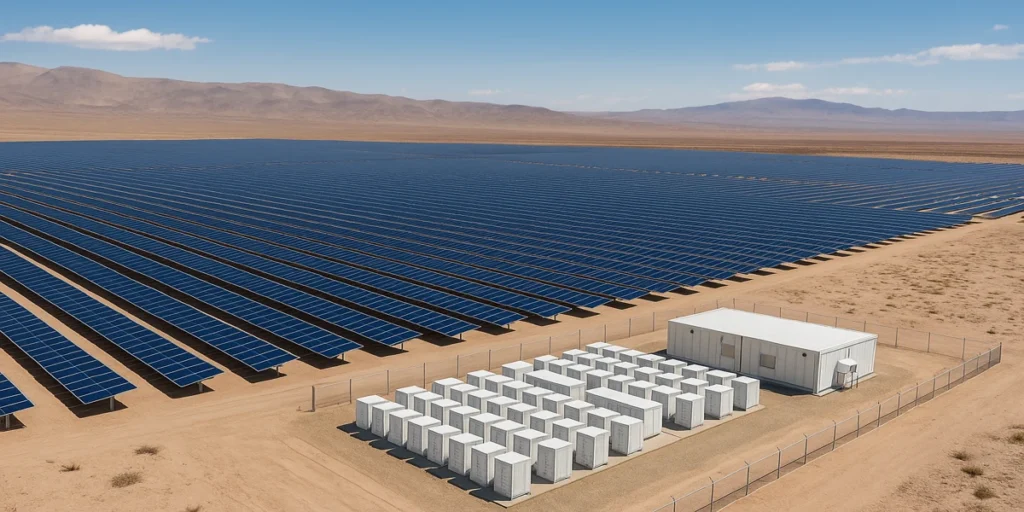 Energía solar en Chile 2025: planta fotovoltaica con baterías en el desierto de Atacama