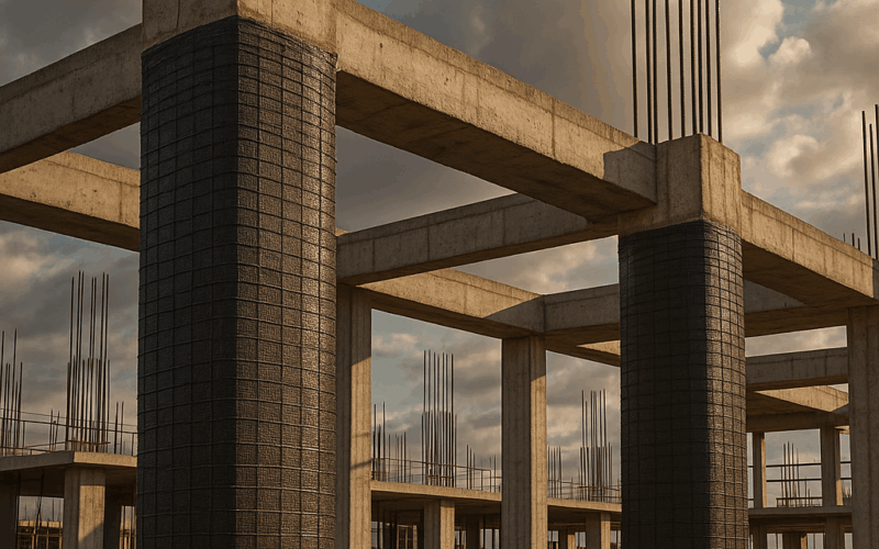 refuerzo estructural con fibra de basalto en columnas de hormigón para mejorar resistencia sísmica