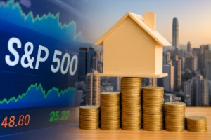 comparativa visual entre inversión en bolsa S&P 500 y mercado inmobiliario español