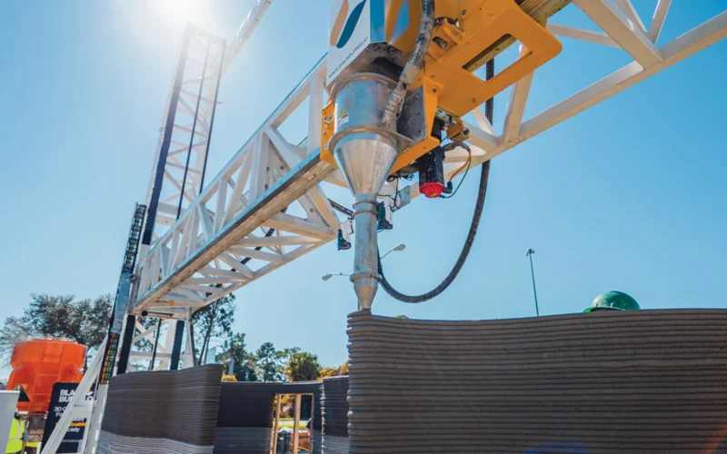 mortero impresión 3D construyendo vivienda