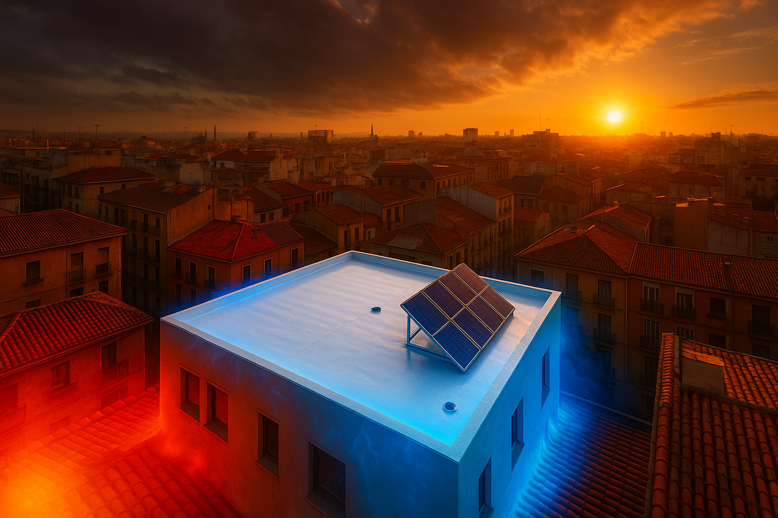 pinturas termorreflectantes en cubierta fría para reducir la temperatura en verano sin gastar energía
