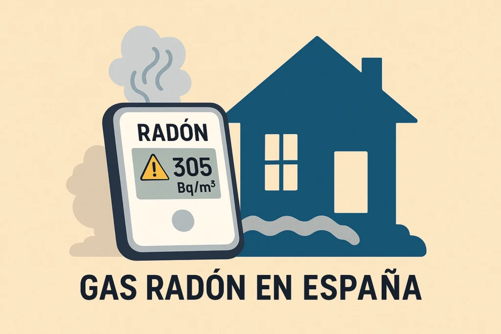 Ilustración sobre los riesgos del gas radón en viviendas en España y cómo prevenirlos
