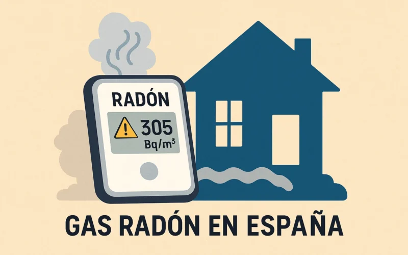 Ilustración sobre los riesgos del gas radón en viviendas en España y cómo prevenirlos