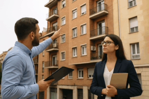 Inspectores de vivienda revisando edificios en Cataluña