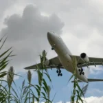 Avión despegando sobre el Delta del Llobregat en el Aeropuerto de Barcelona-El Prat