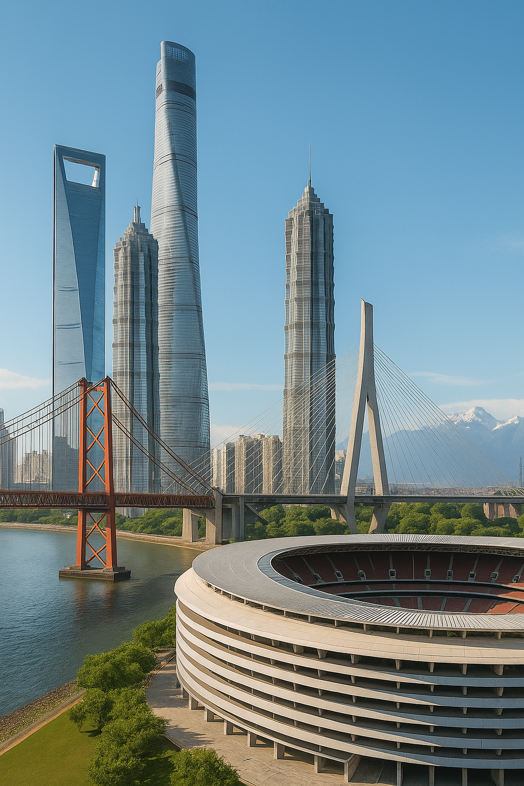 Obras emblemáticas de las principales constructoras del mundo en un collage arquitectónico