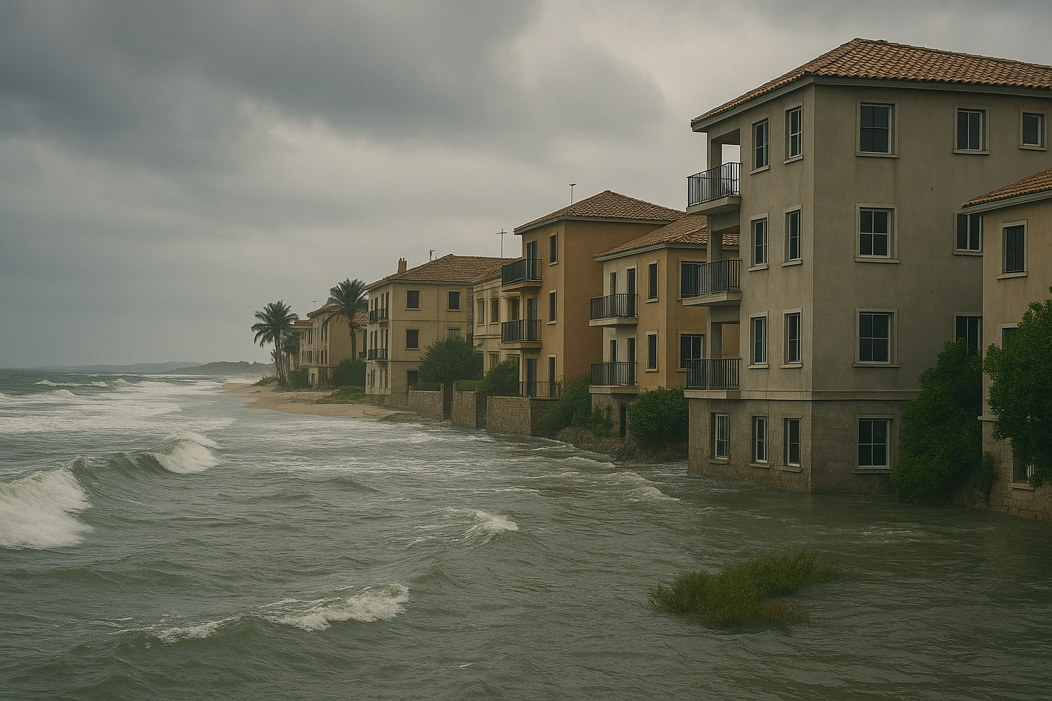 subida del nivel del mar en España afectando a barrios costeros