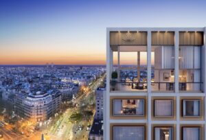 Branded Residences en Barcelona con vistas al Eixample al atardecer, ejemplo de viviendas de lujo con marca en España