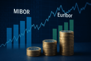Gráfico conceptual que representa la diferencia entre Mibor y Euríbor en hipotecas