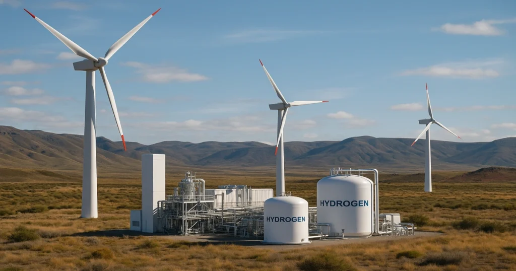 Hidrógeno verde en Argentina con aerogeneradores en la Patagonia