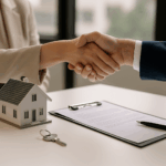 Agente inmobiliario profesional asesorando a compradores y vendedores en la era digital