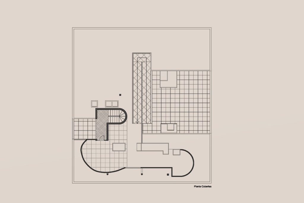 Plano de la Villa Savoye diseñado por Le Corbusier, ejemplo de arquitectura moderna