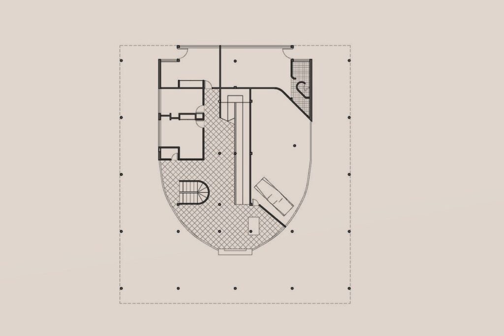 Plano de la Villa Savoye diseñado por Le Corbusier, ejemplo de arquitectura moderna