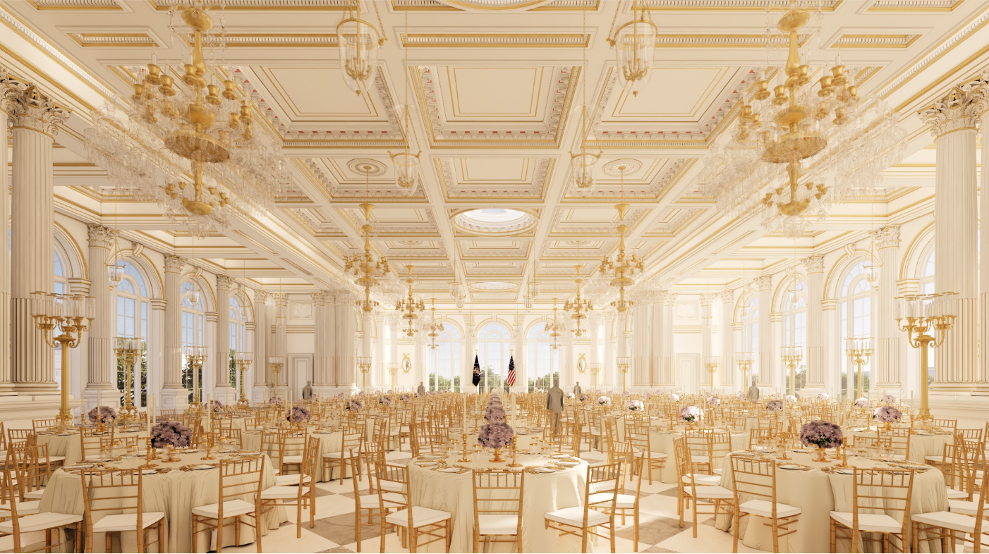 Reforma de la Casa Blanca bajo Trump: render del nuevo salón de baile