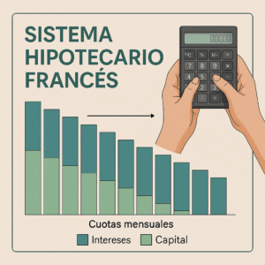 gráfico del sistema hipotecario francés con cuotas constantes mensuales de capital e intereses