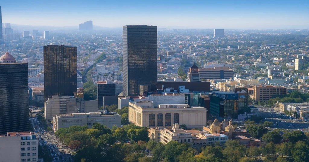 construcción vivienda en México vista aérea urbana