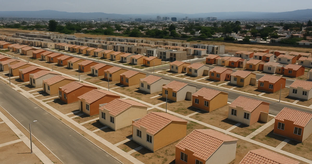 vista aérea de viviendas sociales en México 2025 dentro del plan de un millón de viviendas impulsado por el gobierno de Claudia Sheinbaum