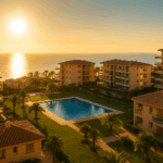 Urbanización moderna frente al mar representando la revalorización de la vivienda en Canarias